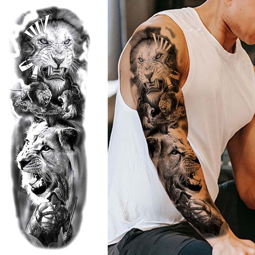 Tiger and Armor Sleeve Tattoo