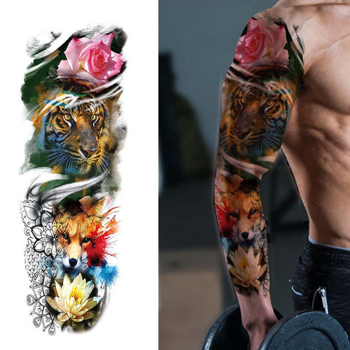 Tiger and Fox Sleeve Tattoo