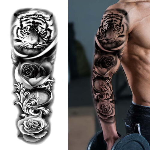 Tiger Compass Sleeve Tattoo