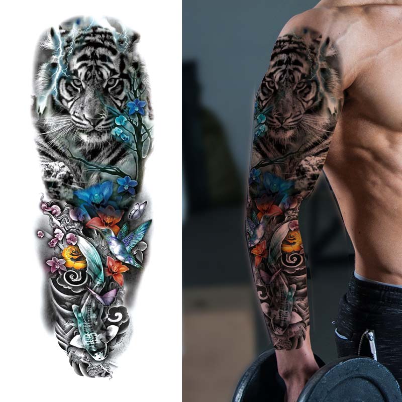 Tiger Sleeve Fake Tattoo
