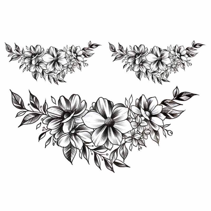 Flower Underboob Temporary Tattoo