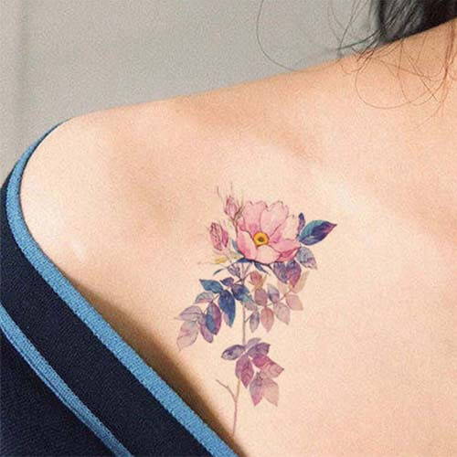 Watercolor Floral Temporary Tattoo