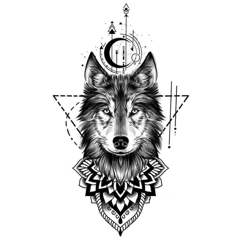 Geometric Wolf Tattoo - Wolf Moon Tattoo – neartattoos