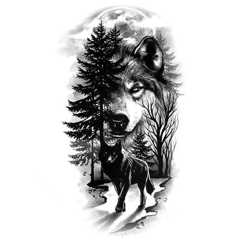 Lone Wolf in Forest Tattoo